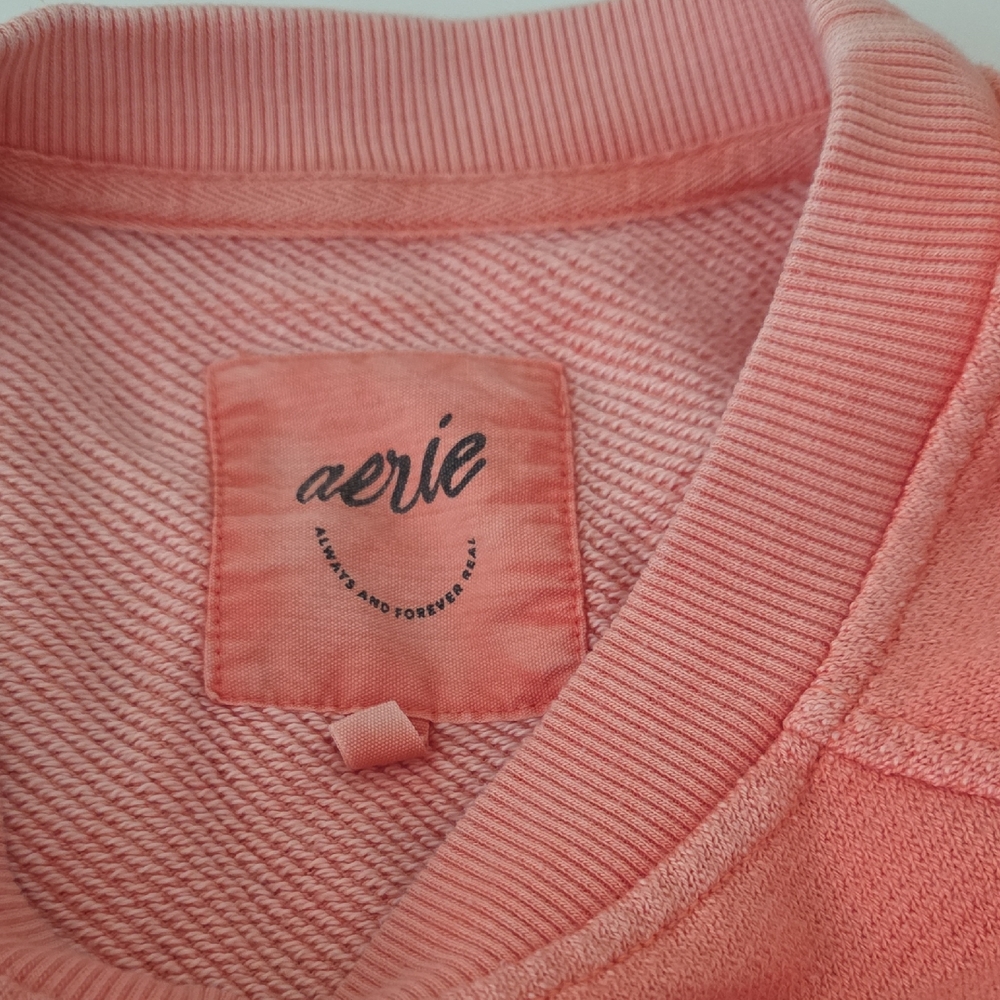Aerie Pink Ribbed Crew Neck Sweater